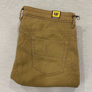 CAT Caterpillar Work Pants Mens 40 x 30 Brown Canvas Fleece Lined Insulated
